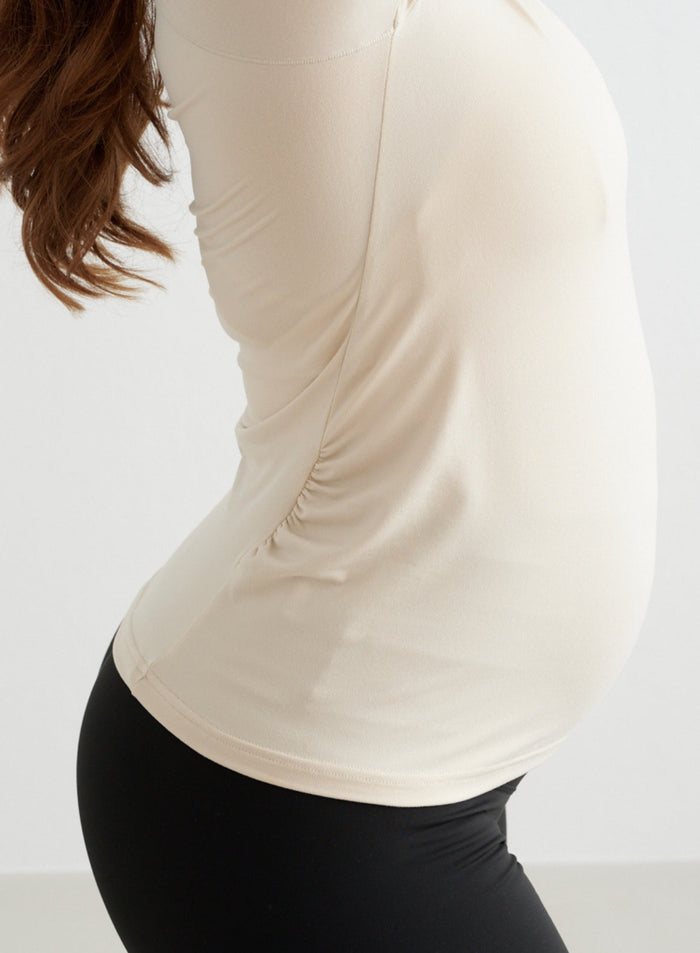 Café Au Lait Soft Basic Maternity Short Sleeve