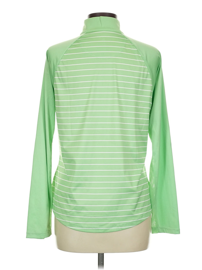 Greg Norman Women's Green & White Striped Golf Pullover