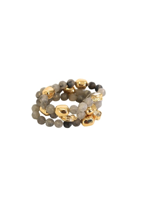 Grey Beaded Bracelet Set - The Pink Tulip Clothing