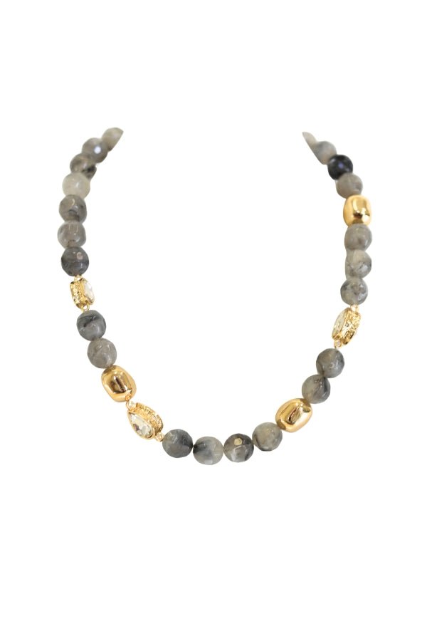 Grey Large Beaded Necklace - The Pink Tulip Clothing