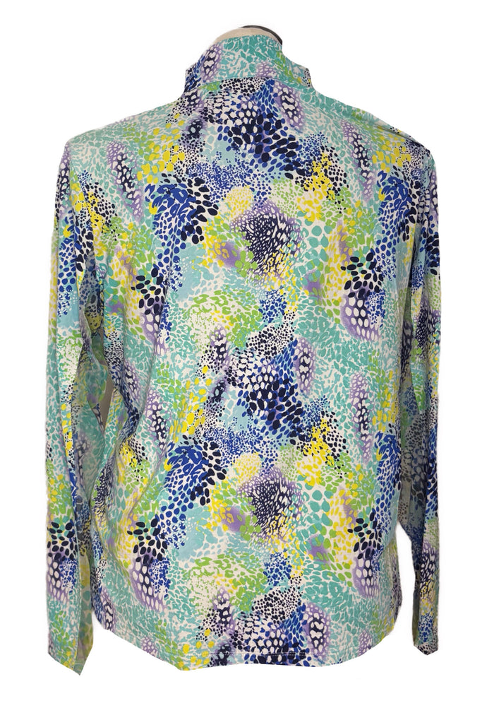Ibkul Women's Naomi Long Sleeve Print Zip Golf Sunshirt Size XXL