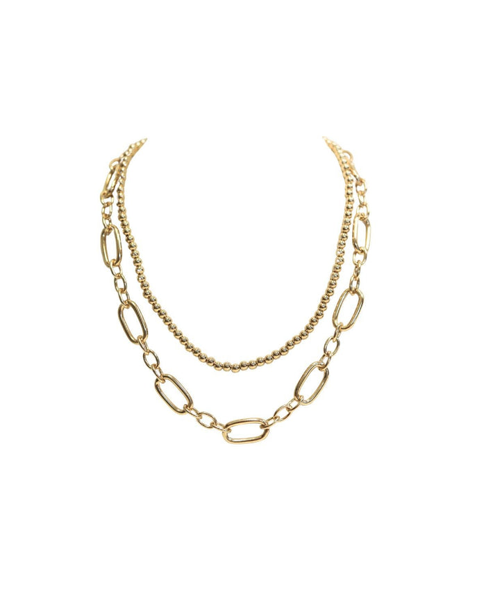 2 Layer Gold Chain Necklace - The Pink Tulip Clothing