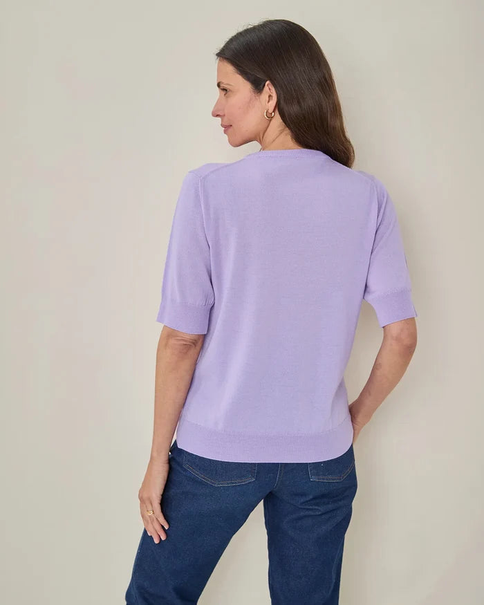 Merino Short Sleeve Crew Jumper - Amethyst