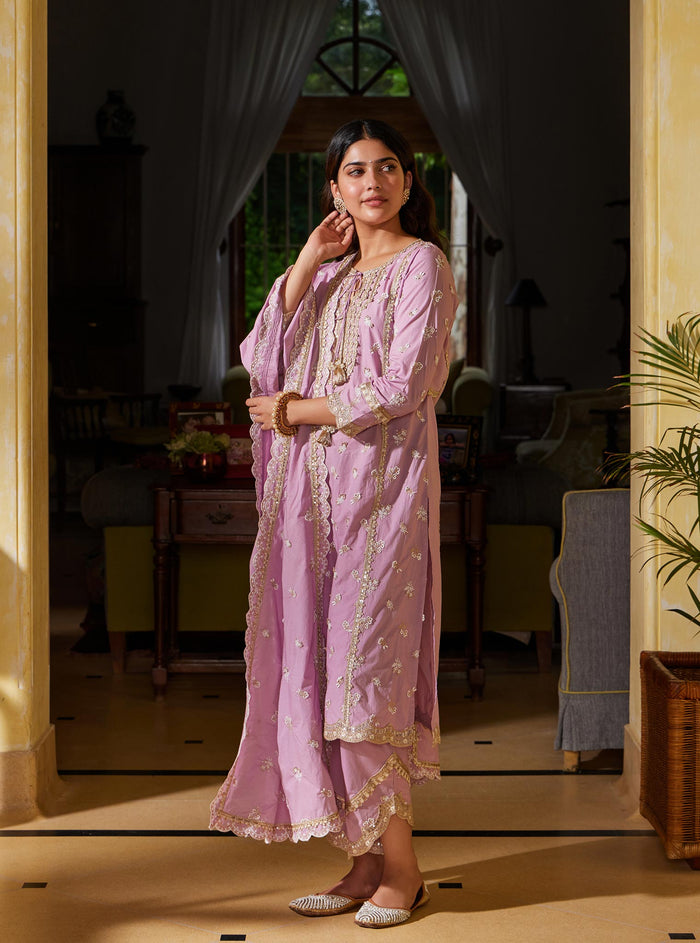 Mulmul Supima Cotton Adah Lilac Pant