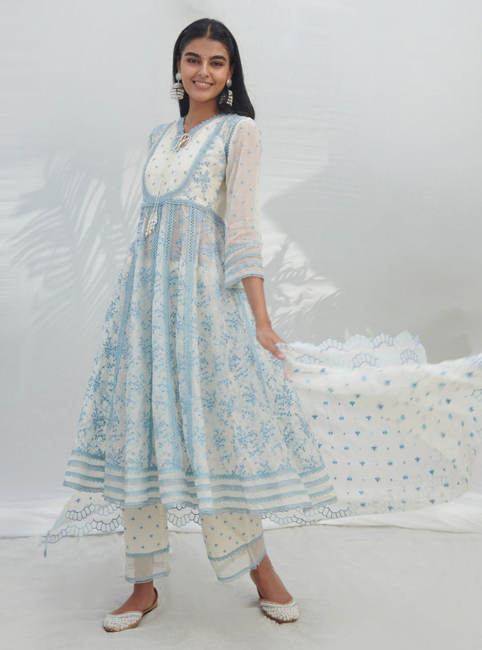 Mulmul Supima Cotton Aldona White Dupatta