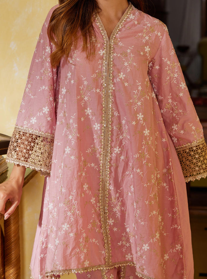 Mulmul Supima Cotton Avira Pink Kurta