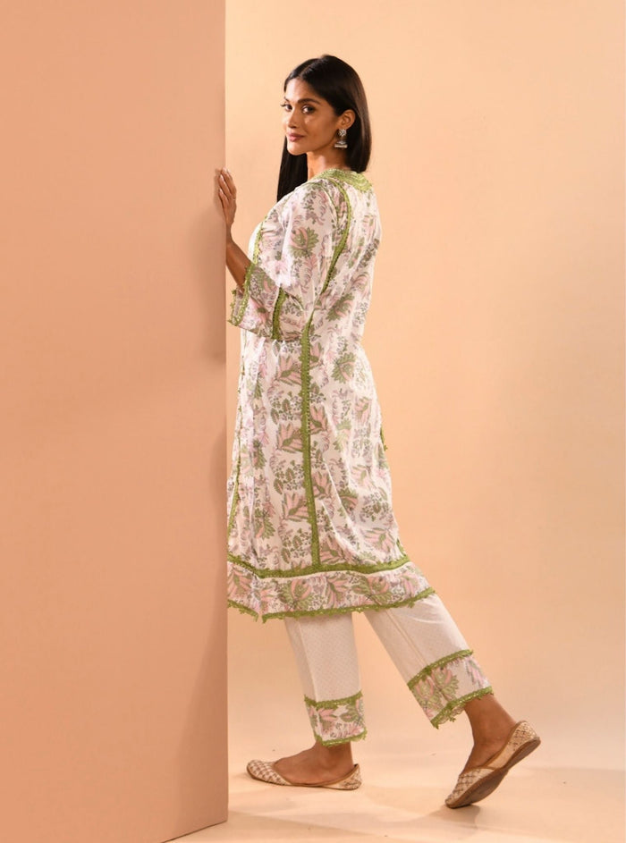 Mulmul Supima Cotton Esti Green Kurta