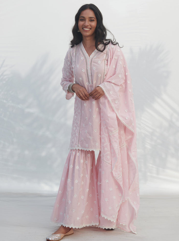 Mulmul Supima Cotton Pilerne Pink Dupatta