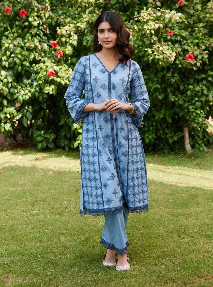 Mulmul Supima Cotton Seher Dark Blue Pant