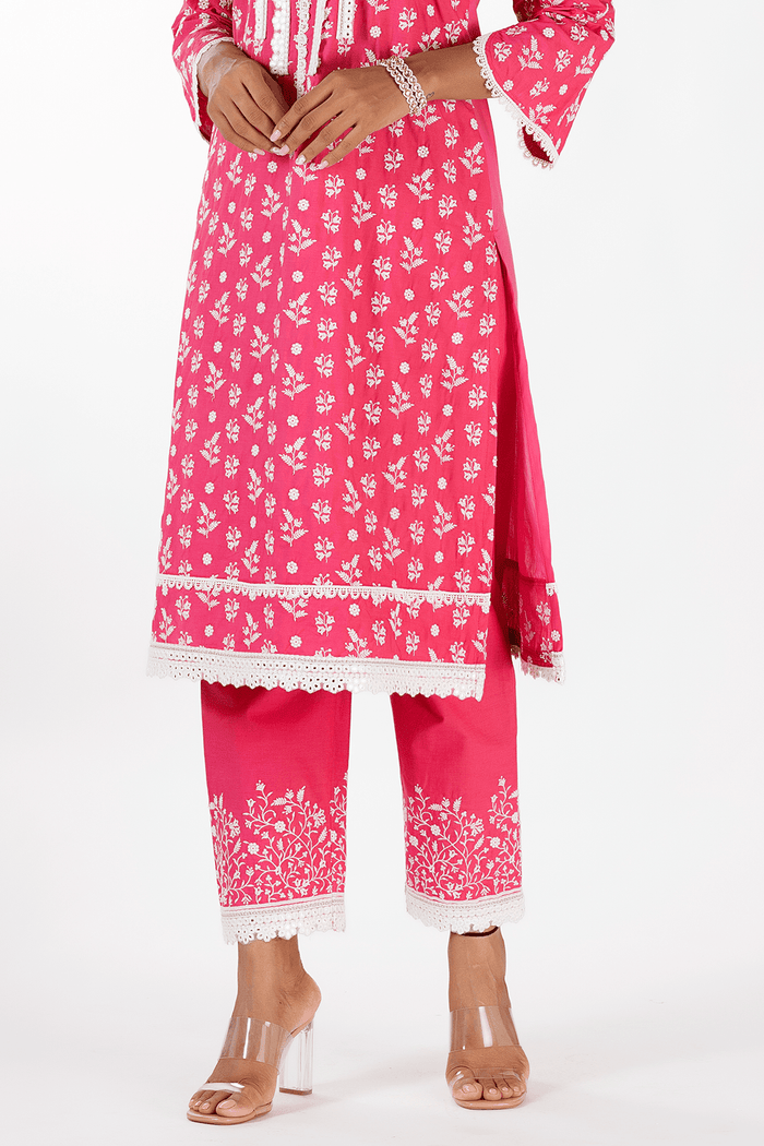 Mulmul Supima Cotton Sierra Fuchsia Pant