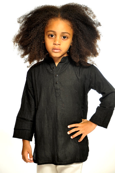Organic Cotton Children Black Kurta