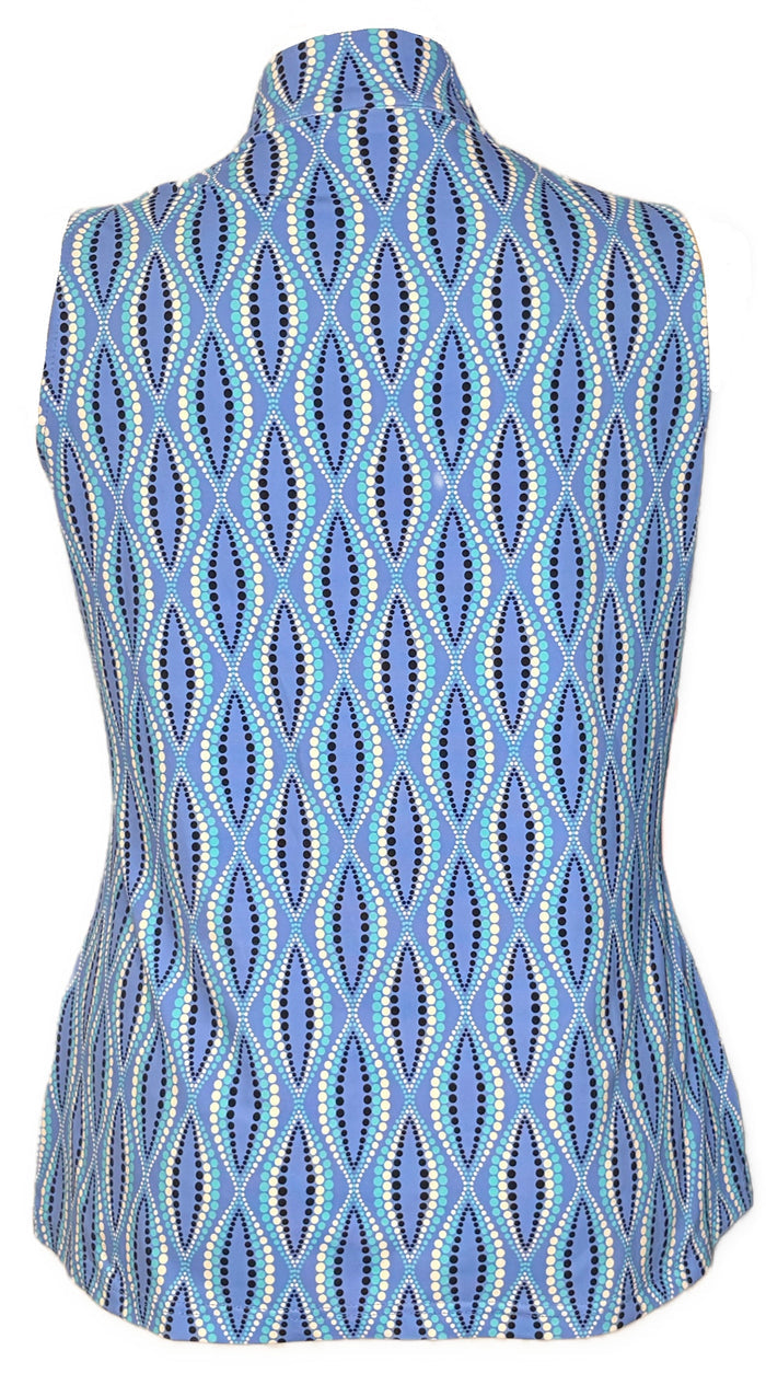 Patchinton Women's Blue Dotted Sleeveless Golf Top Size L