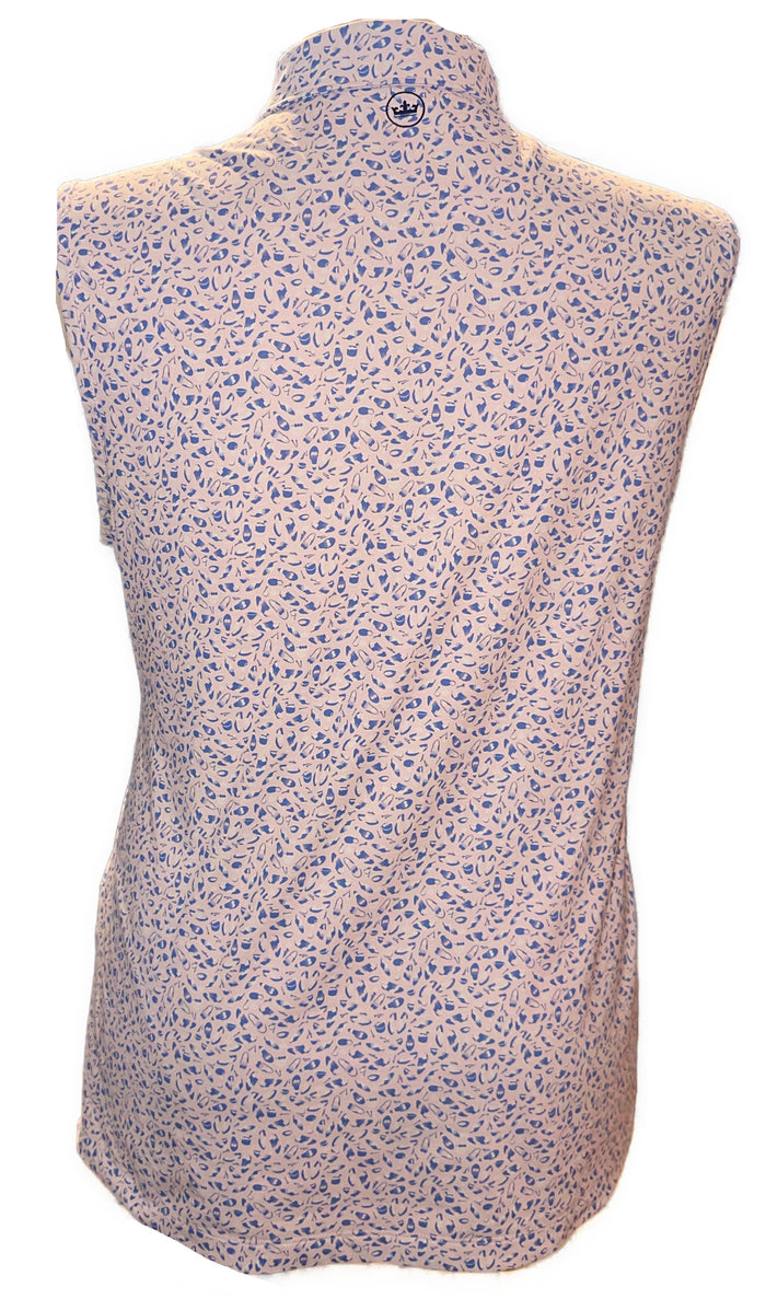 Peter Millar Women's Pink & Blue Golf Shoe & Tee Print Sleeveless Golf Top Size XL