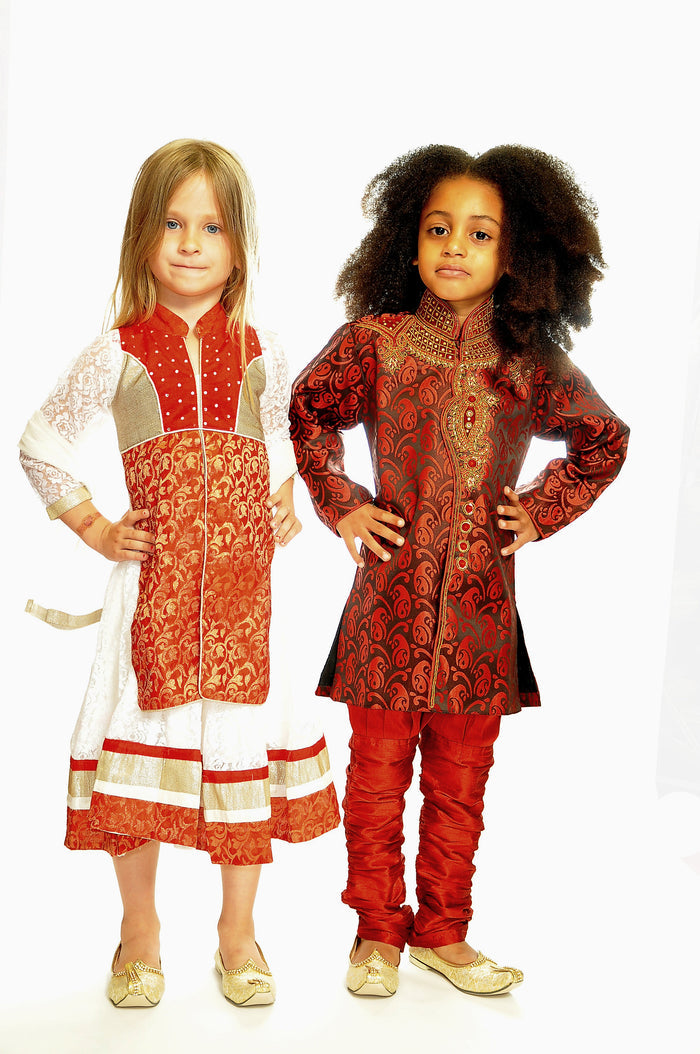 Silk Embroidered Scarlet Red Sherwani