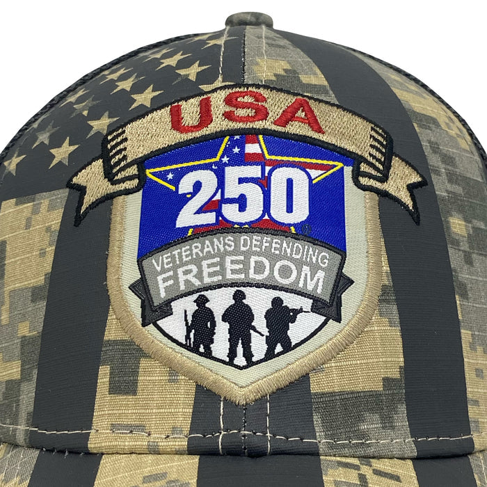 USA 250 Veterans Defending Freedom Mesh Back Hat