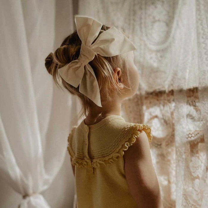 White Velvet Bow Hair Clip - Petite Maison Kids