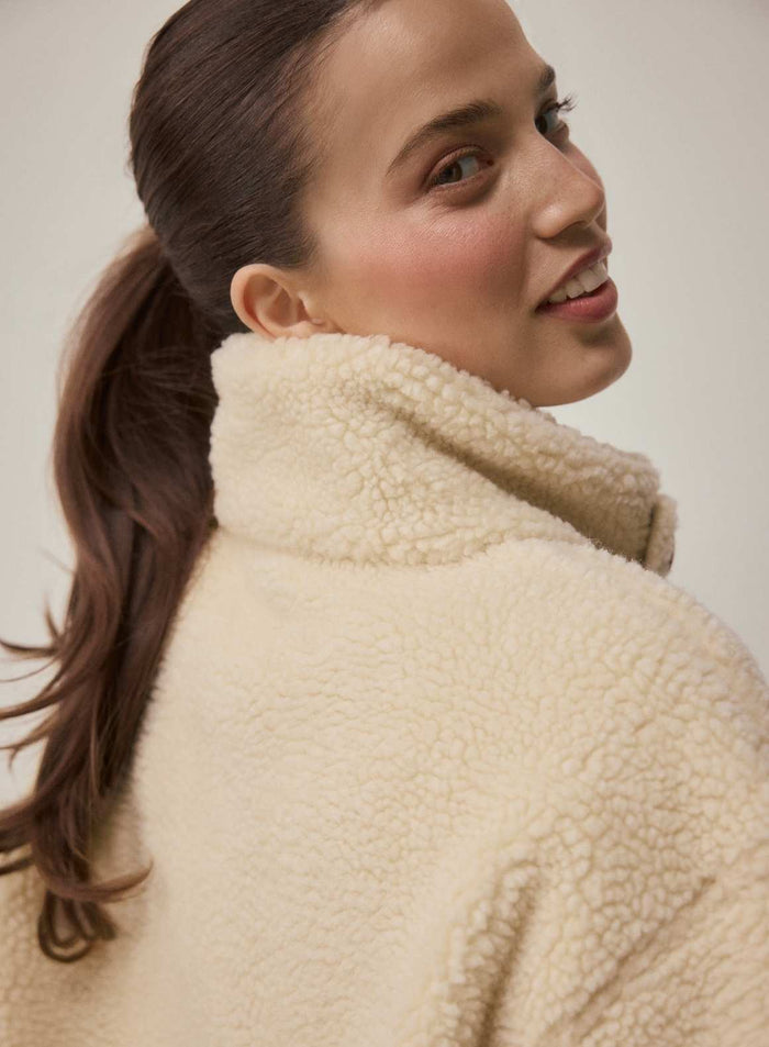 Almond White Pile Anorak