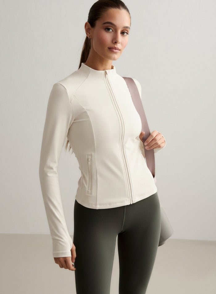 Almond White Sense Zip Jacket