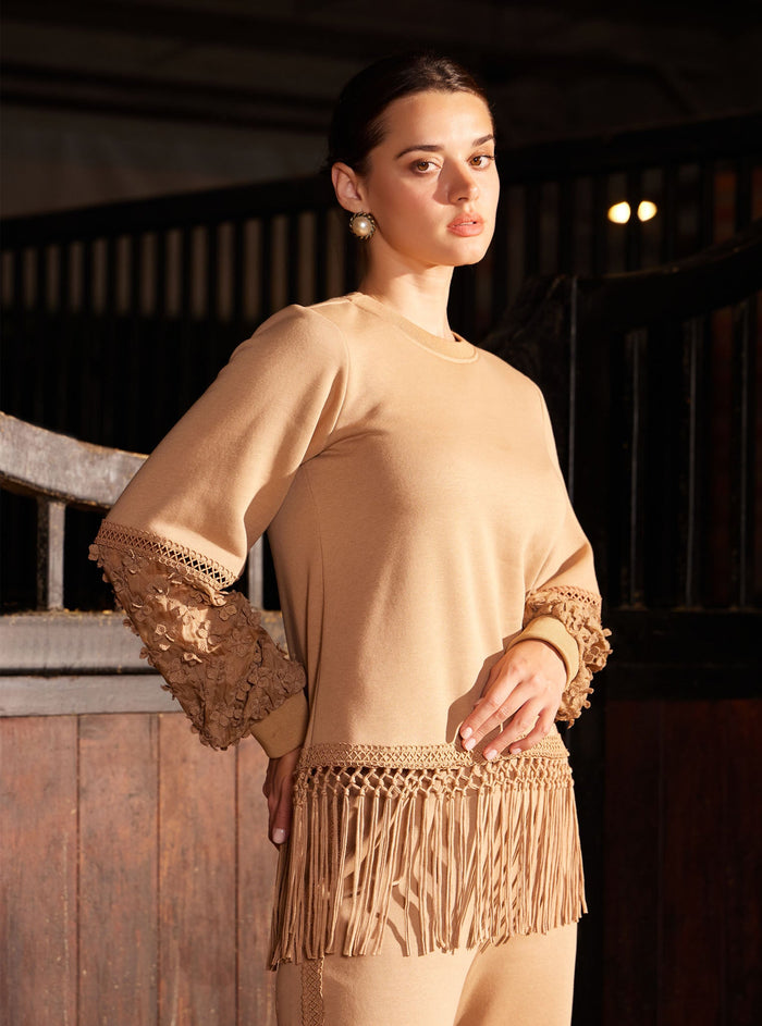 Althea Fleece Beige Top