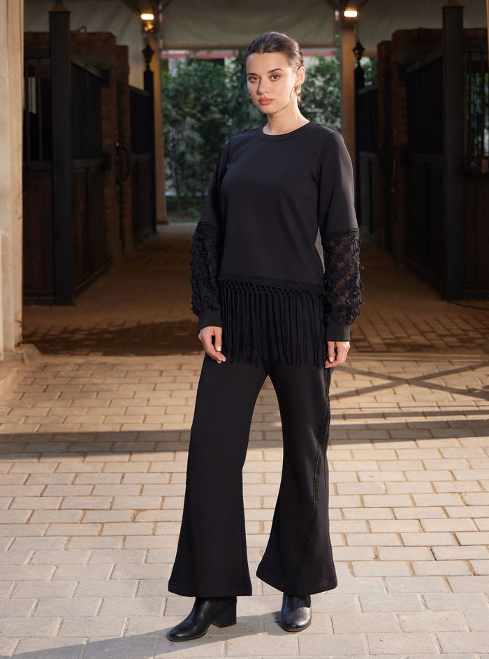 Althea Fleece Black Top