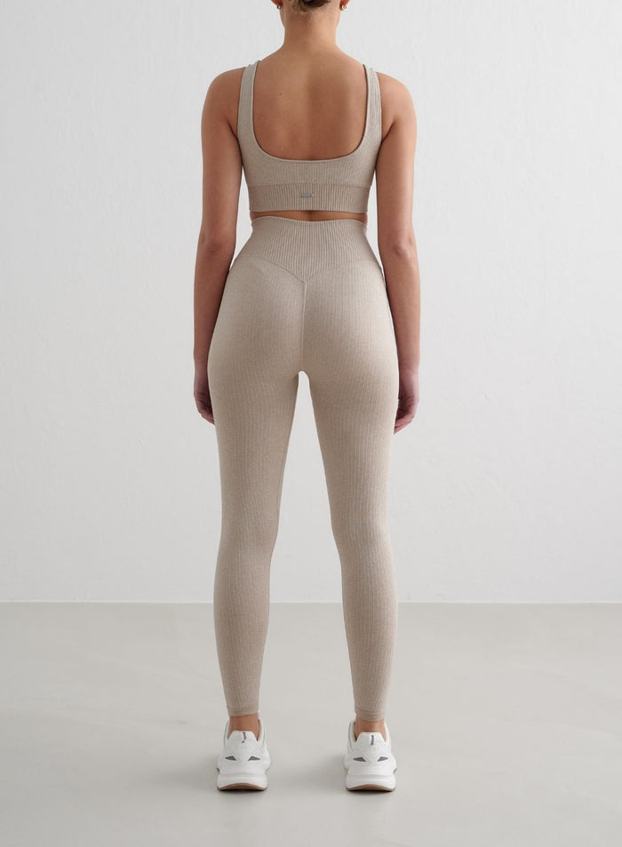 Beige Ribbed Seamless Bra