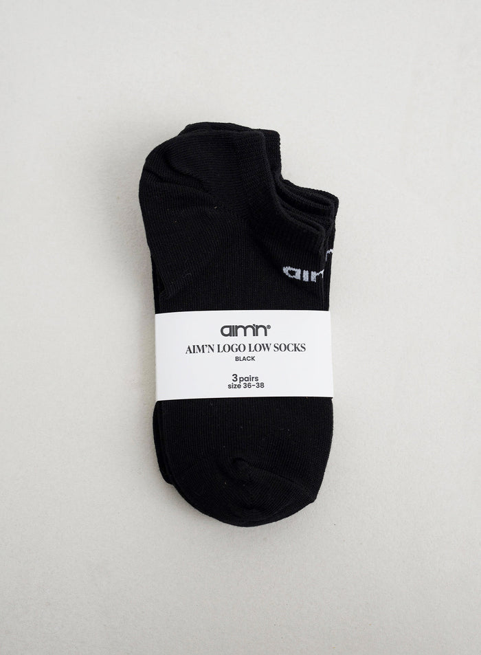 Black Aim'n Logo Low Socks 3-Pack