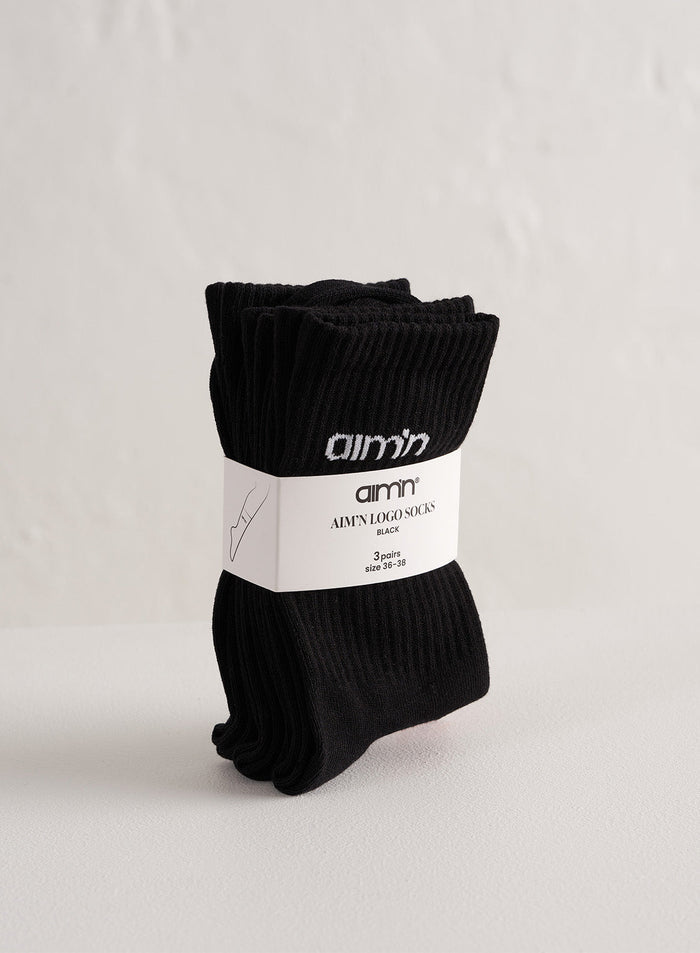 Black Aim'n Logo Socks 3-Pack