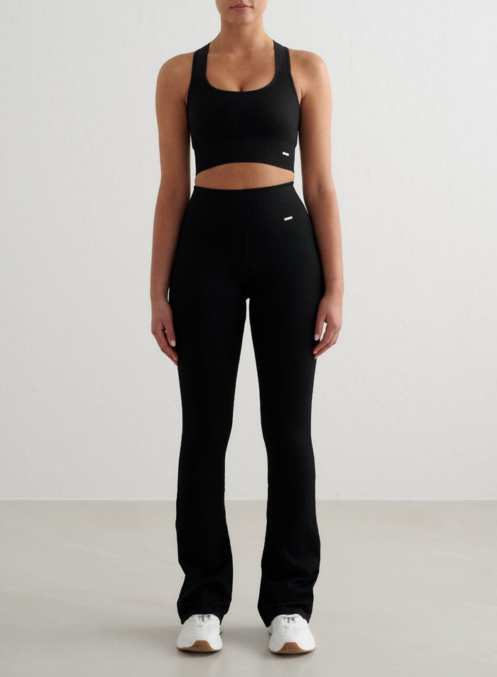 Black High Support Ribbed Bra