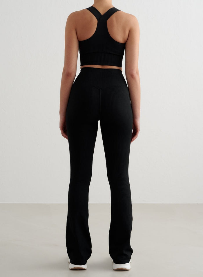 Black High Support Ribbed Bra