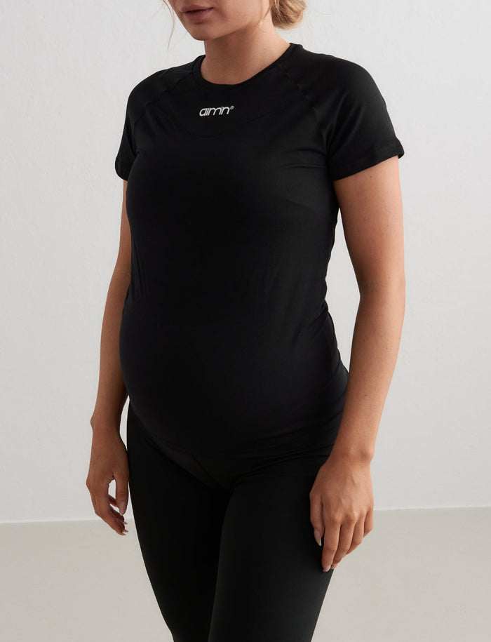 Black Soft Basic Maternity Short Sleeve