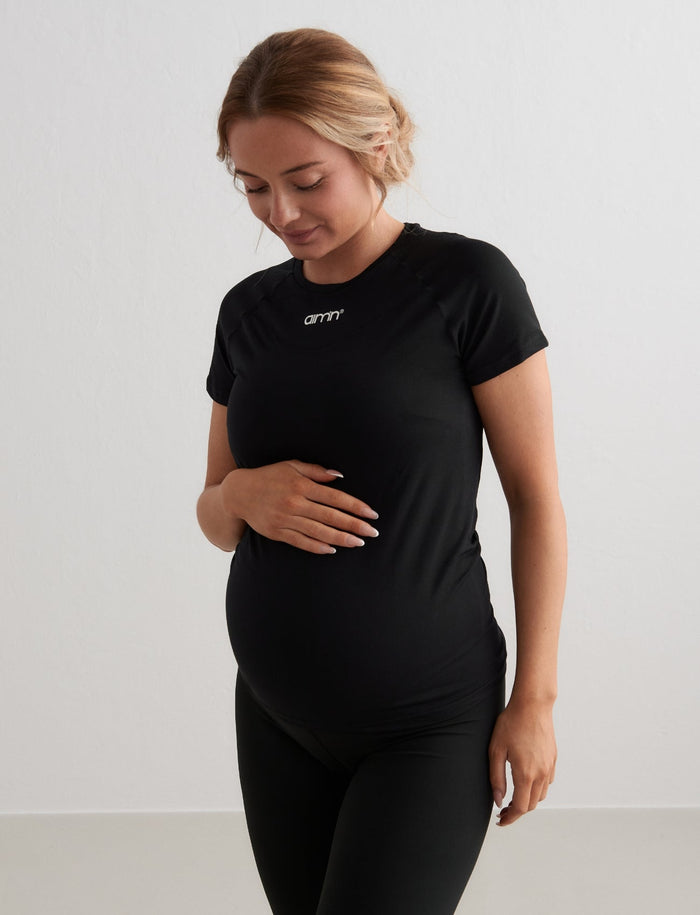 Black Soft Basic Maternity Short Sleeve