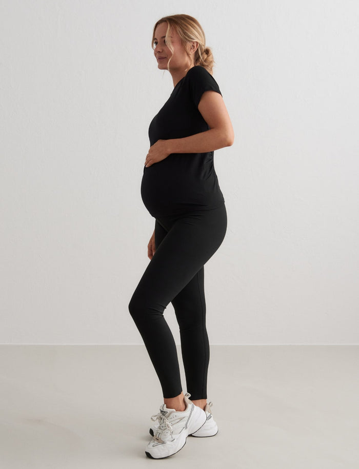 Black Soft Basic Maternity Short Sleeve
