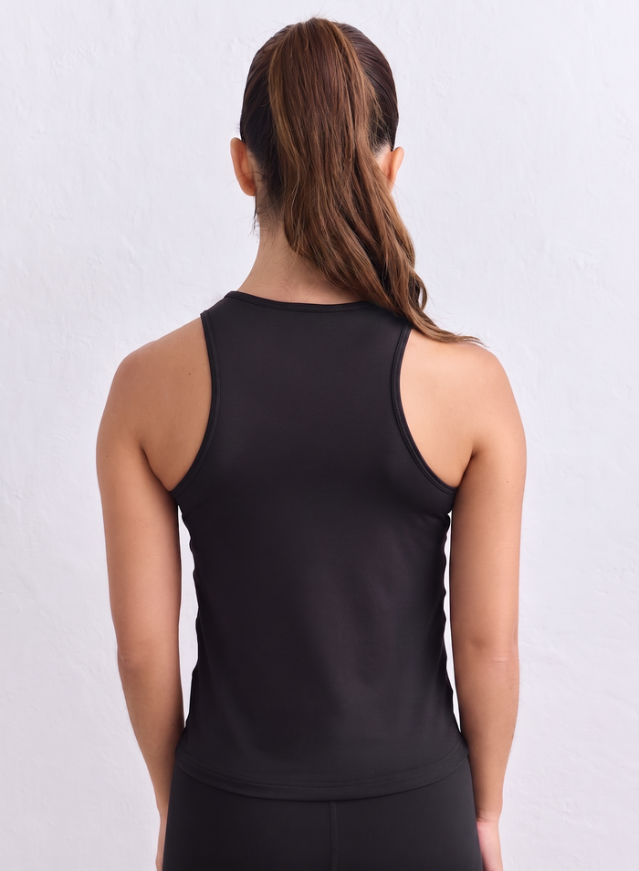 Black Soft Basic Singlet from behind