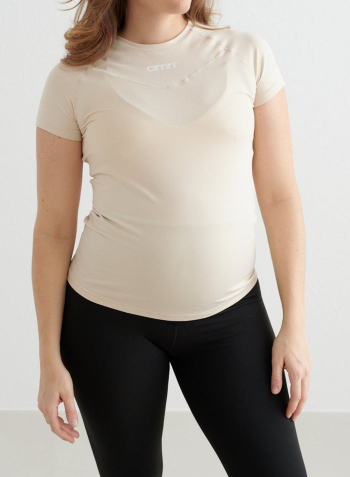 Café Au Lait Soft Basic Maternity Short Sleeve