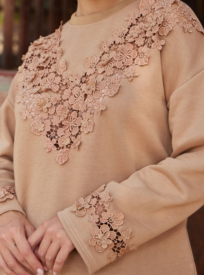 Circe Fleece Beige Top