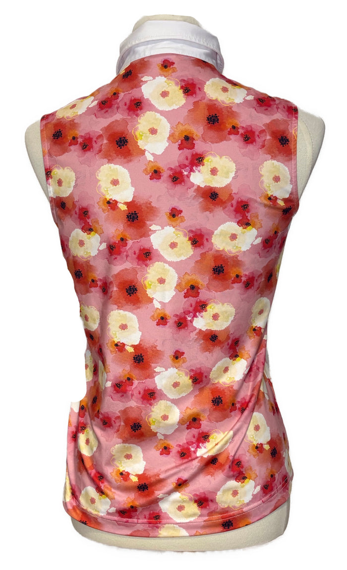 Daily Sport Women's Pink & Yellow Floral Patterned Sleeveless Golf Top Size S