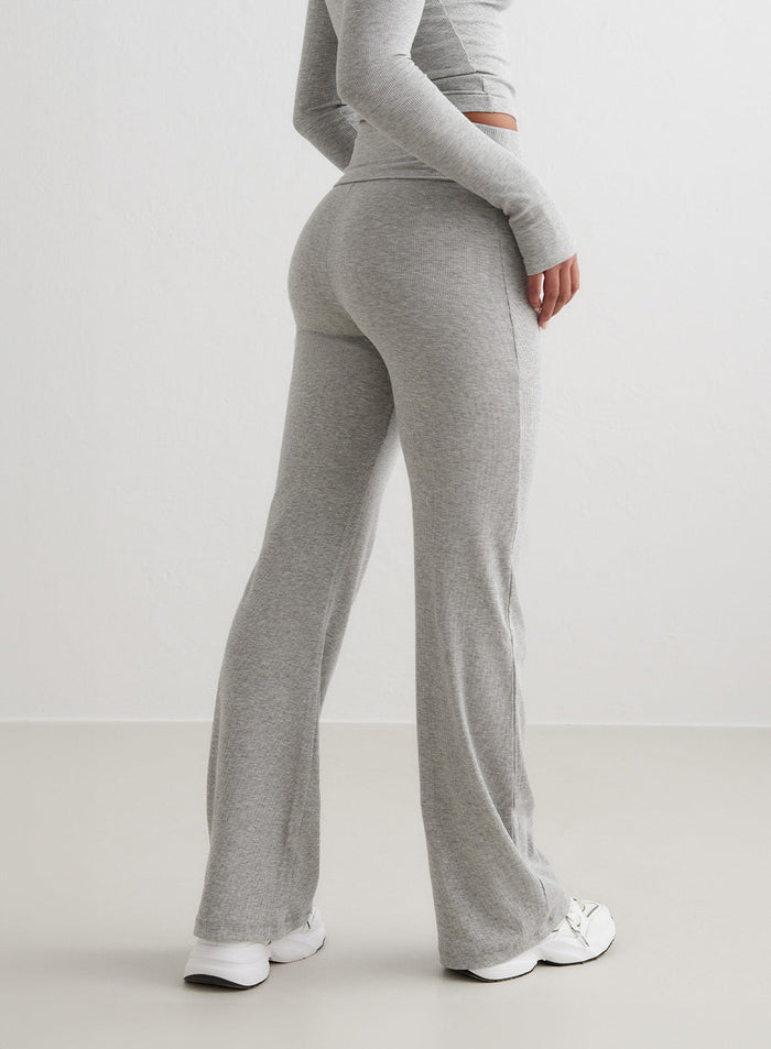 Grey Melange Ease Ribbed Pants