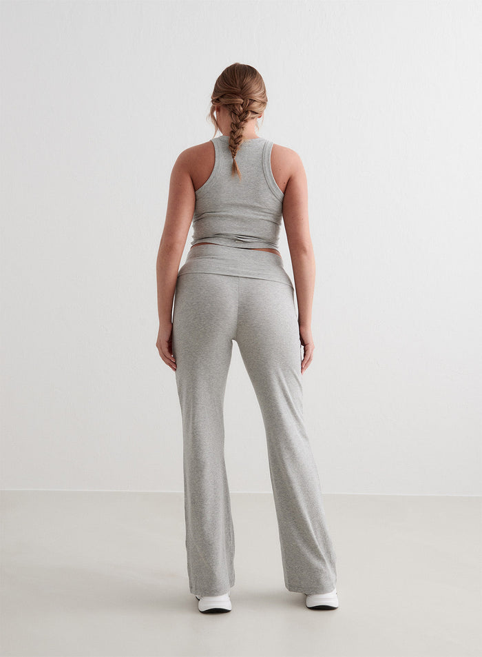 Grey Melange Ease Ribbed Pants