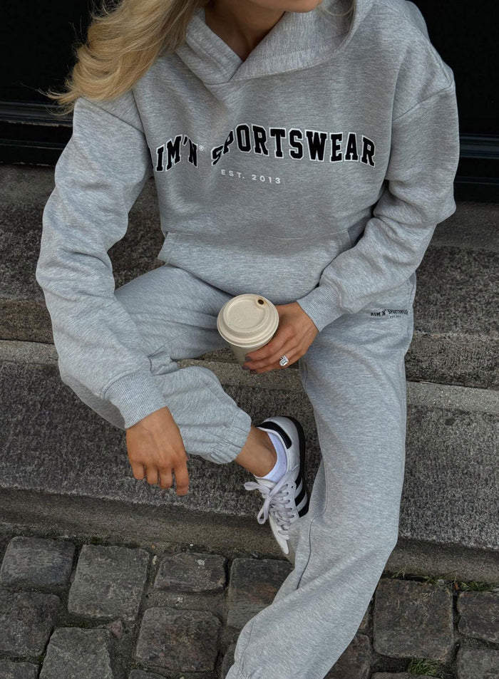 Grey Melange Varsity Sweat Hood