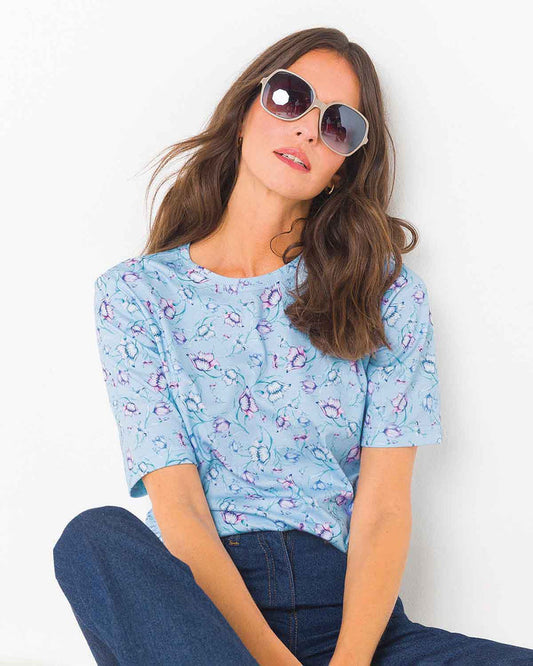 Liana Floral Short Sleeved Cotton Leisure Top - The Classic Boutique