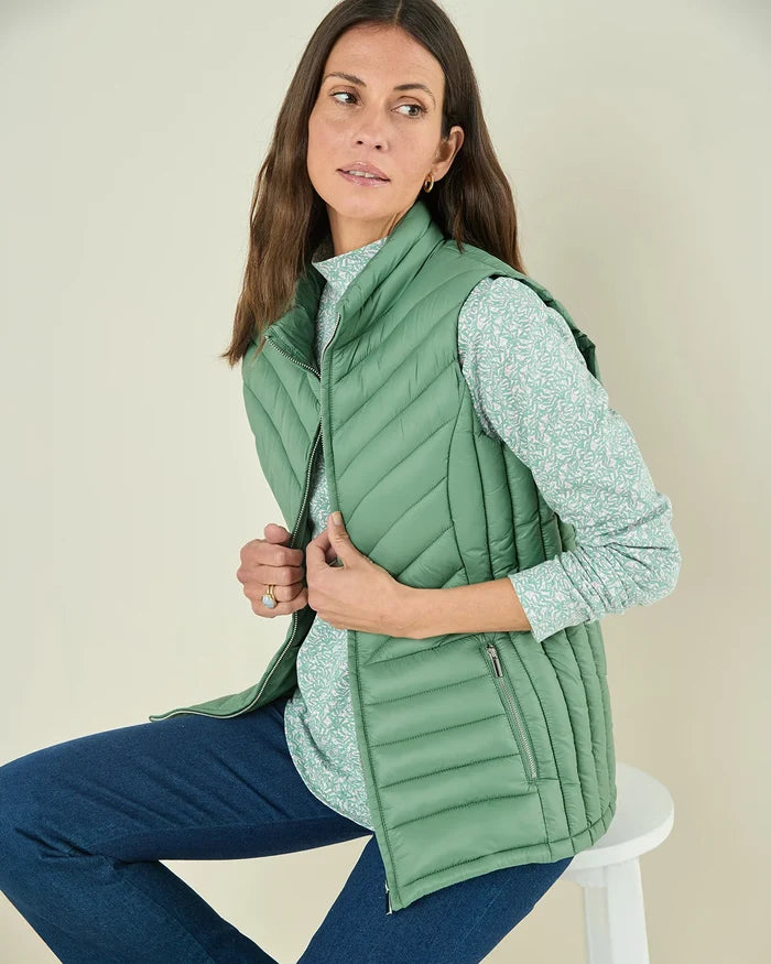 Lightly Padded Quilted Gilet - Sage