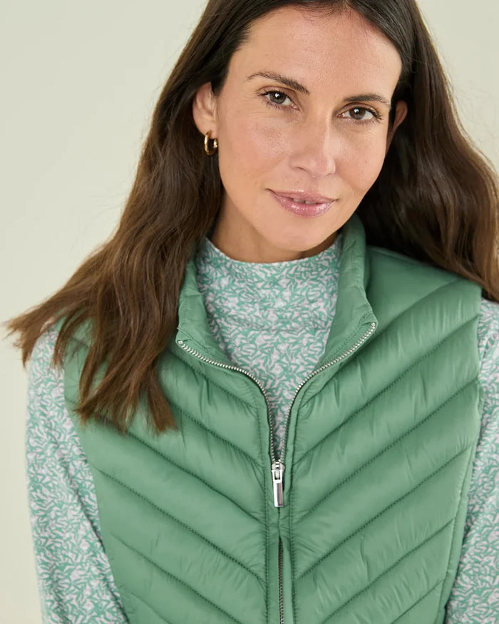 Lightly Padded Quilted Gilet - Sage