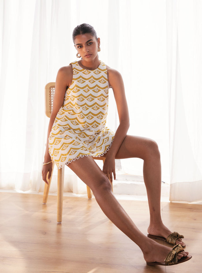 Melina Supima Cotton Mustard Dress
