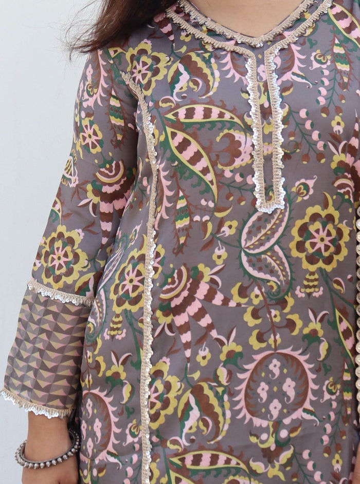 Mulmul Cupro Selah Grey Kurta