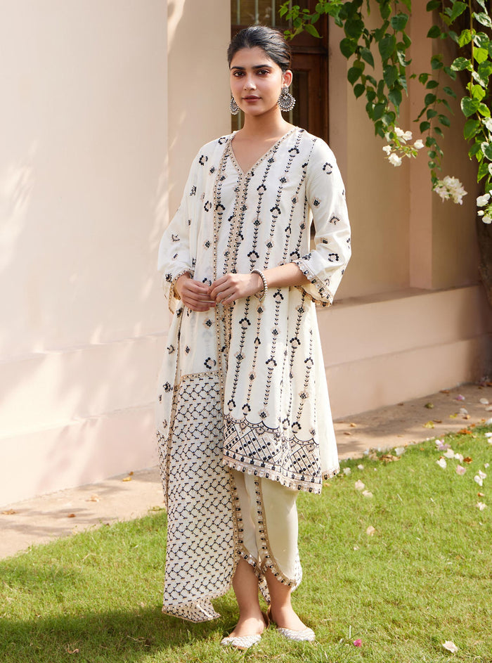 Mulmul Pima Suvasi Off White Kurta