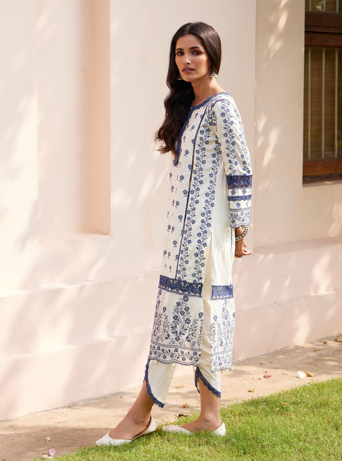 Mulmul Pima Svasti Off White Kurta