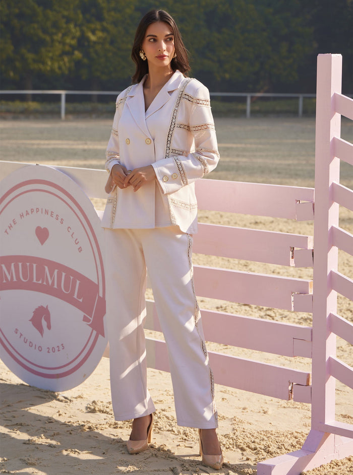 Mulmul Spacer Attica Cream Blazar