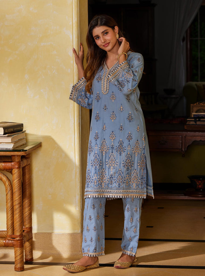 Mulmul Supima Cotton Amaltas Dark Blue Pant