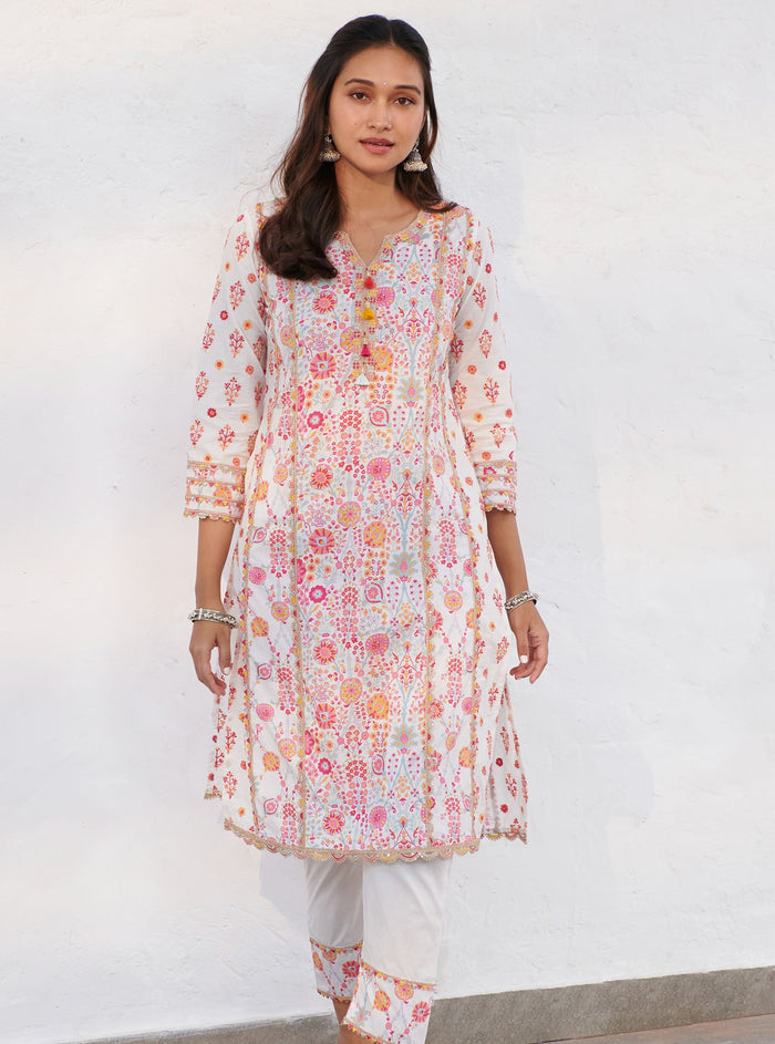 Mulmul Supima Cotton Avery White Kurta