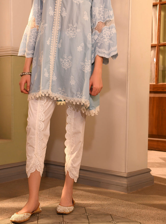 Mulmul Supima Cotton Azara Light Blue Kurta